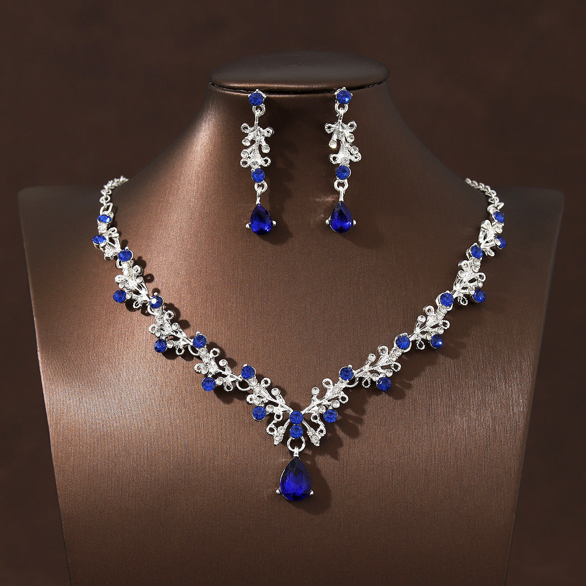 Black super sparkle minimalist retro bridal necklace earring set decoration wedding dress accessories evening party jewelry