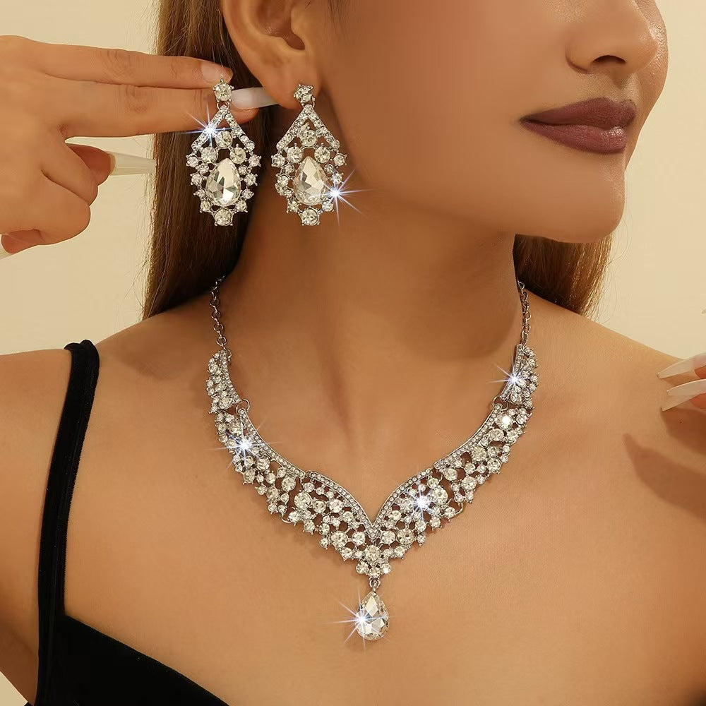 fashion jewelry sets -  creative new crystal necklace, earrings, and bracelet sets for brides, weddings, and banquets