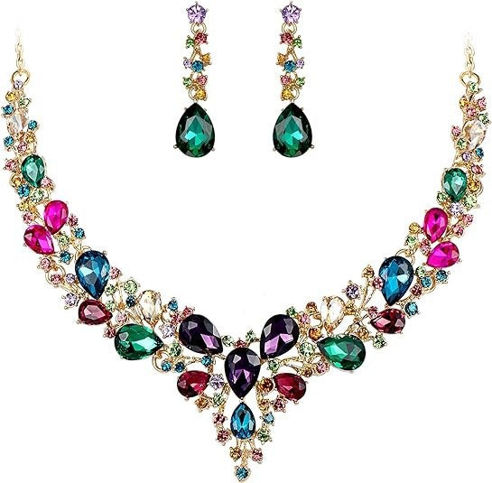 bestselling fashion high-end palace-style diamond-encrusted necklace, earrings, and bracelet set - rhinestone bridal jewelry for banquets