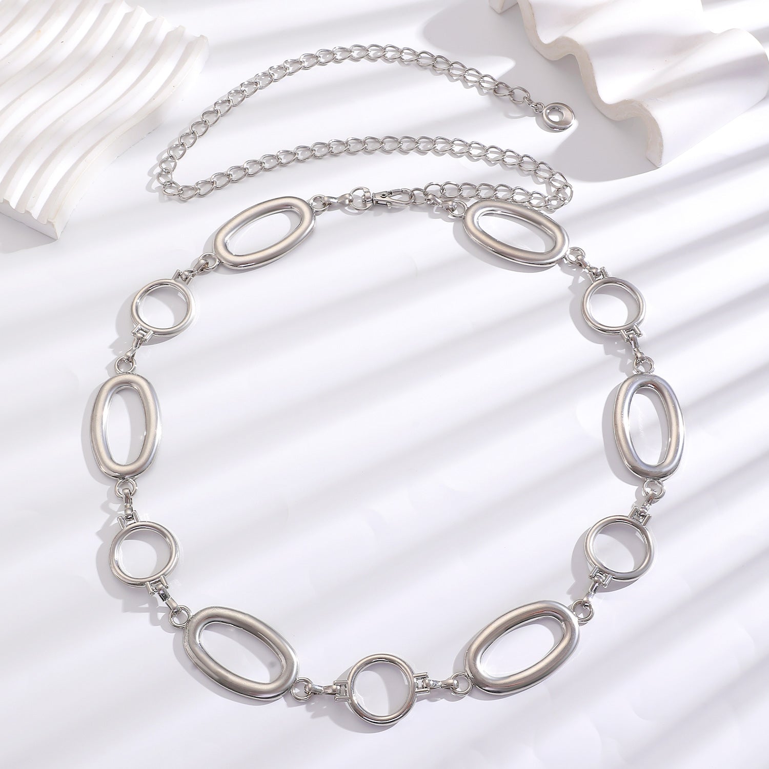 Waist chain women's decorative thin belt casualmatchingdress silver iron chain fashion skirt with tassels