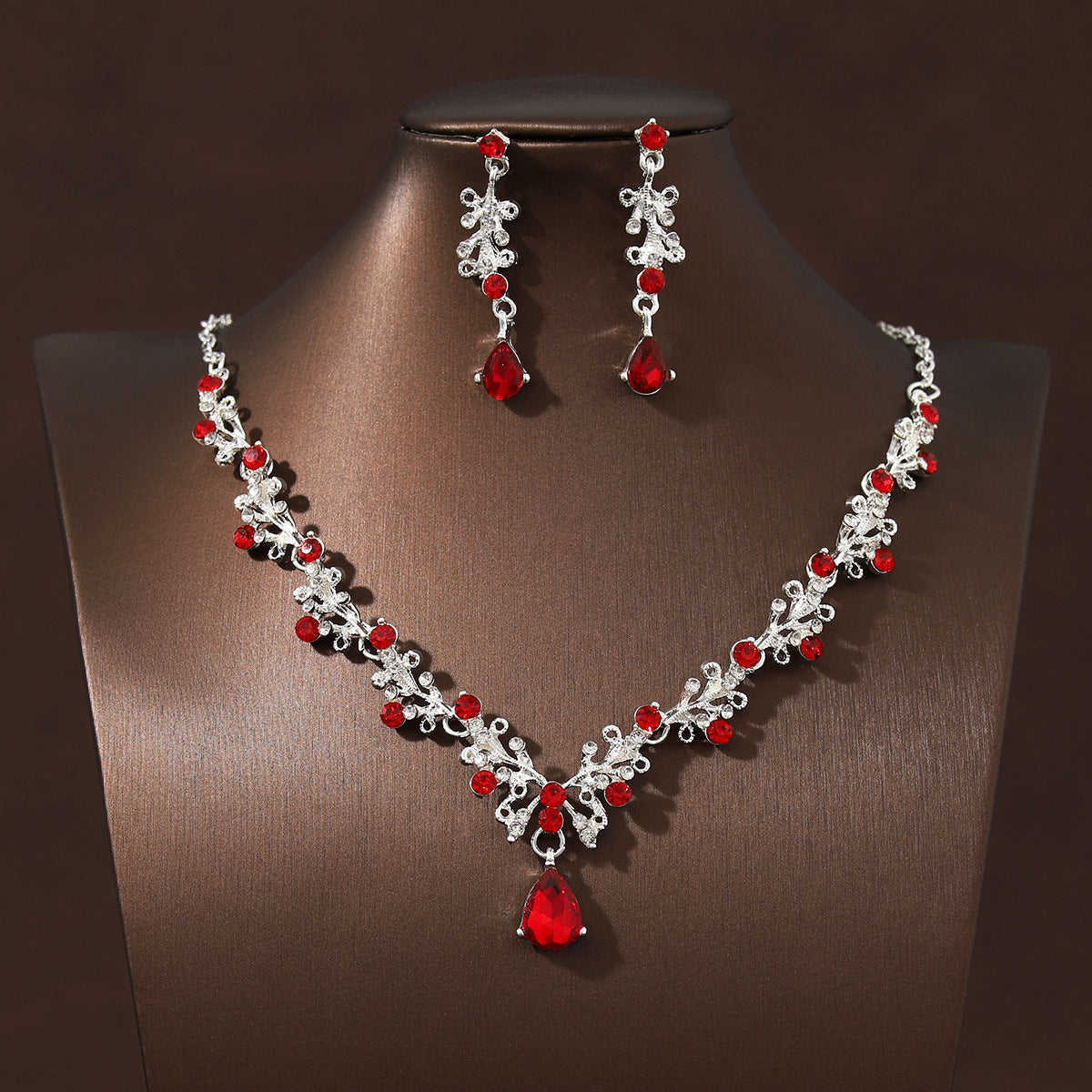 Black super sparkle minimalist retro bridal necklace earring set decoration wedding dress accessories evening party jewelry