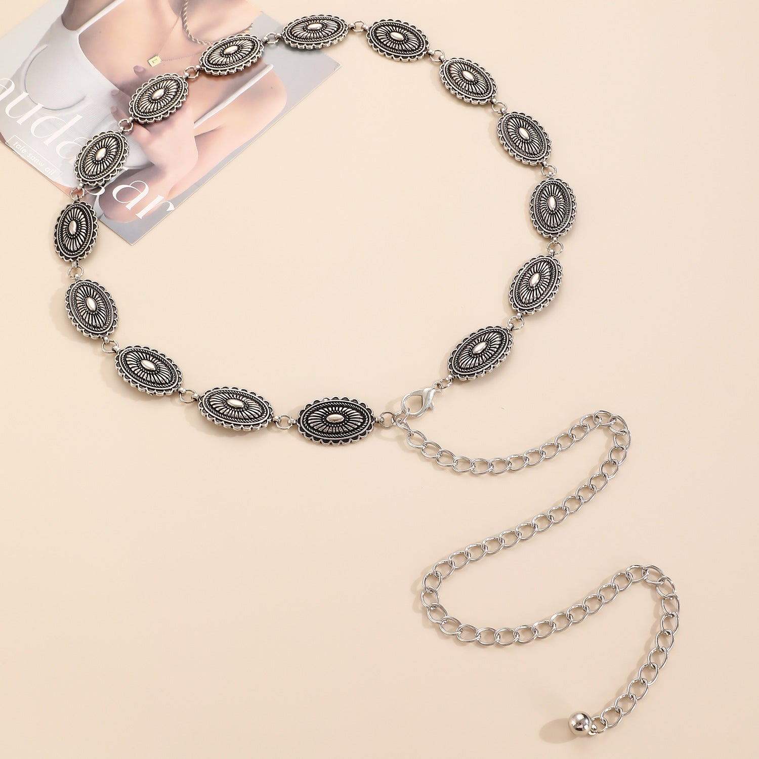 Waist chain women's decorative thin belt casualmatchingdress silver iron chain fashion skirt with tassels