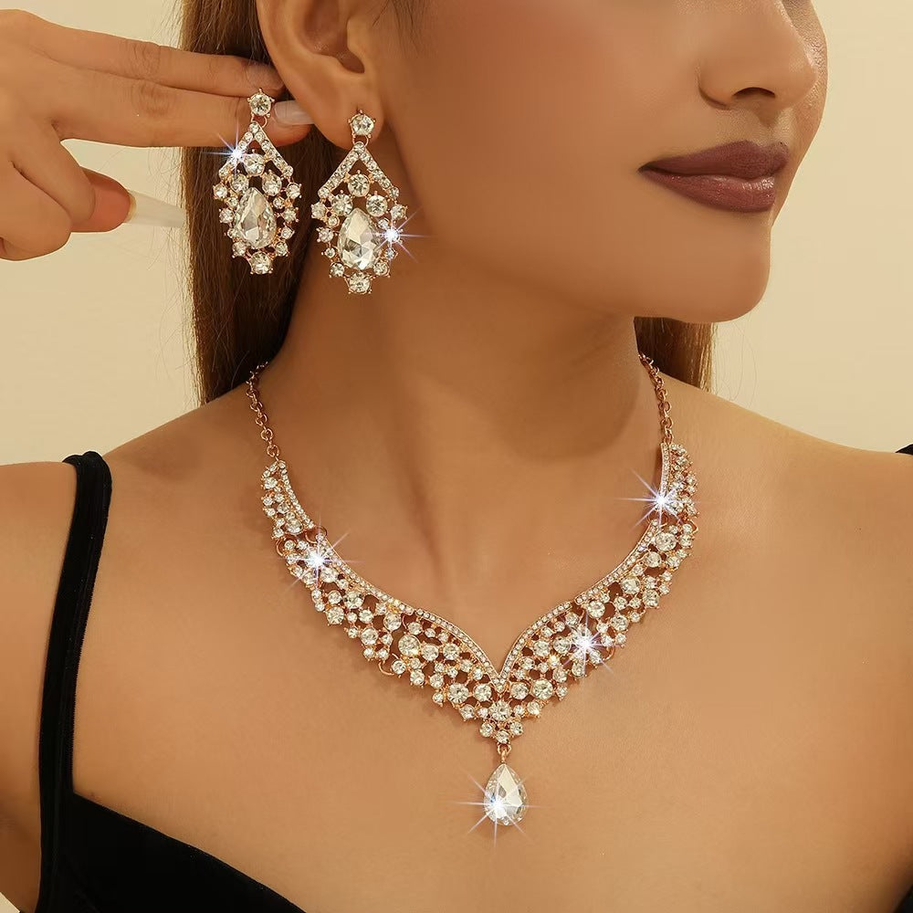 fashion jewelry sets -  creative new crystal necklace, earrings, and bracelet sets for brides, weddings, and banquets
