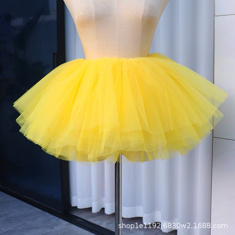 Mesh skirt, ballet skirt, short pleated skirt, high-end sexy hot girl pleated dress with pleats, solid fluffy skirt