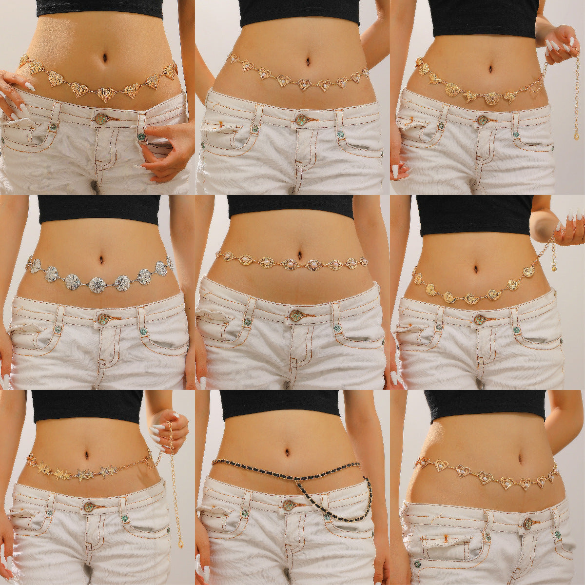 Waist chain women's decorative thin belt casualmatchingdress silver iron chain fashion skirt with tassels