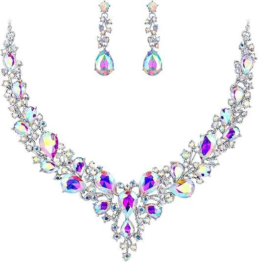 bestselling fashion high-end palace-style diamond-encrusted necklace, earrings, and bracelet set - rhinestone bridal jewelry for banquets