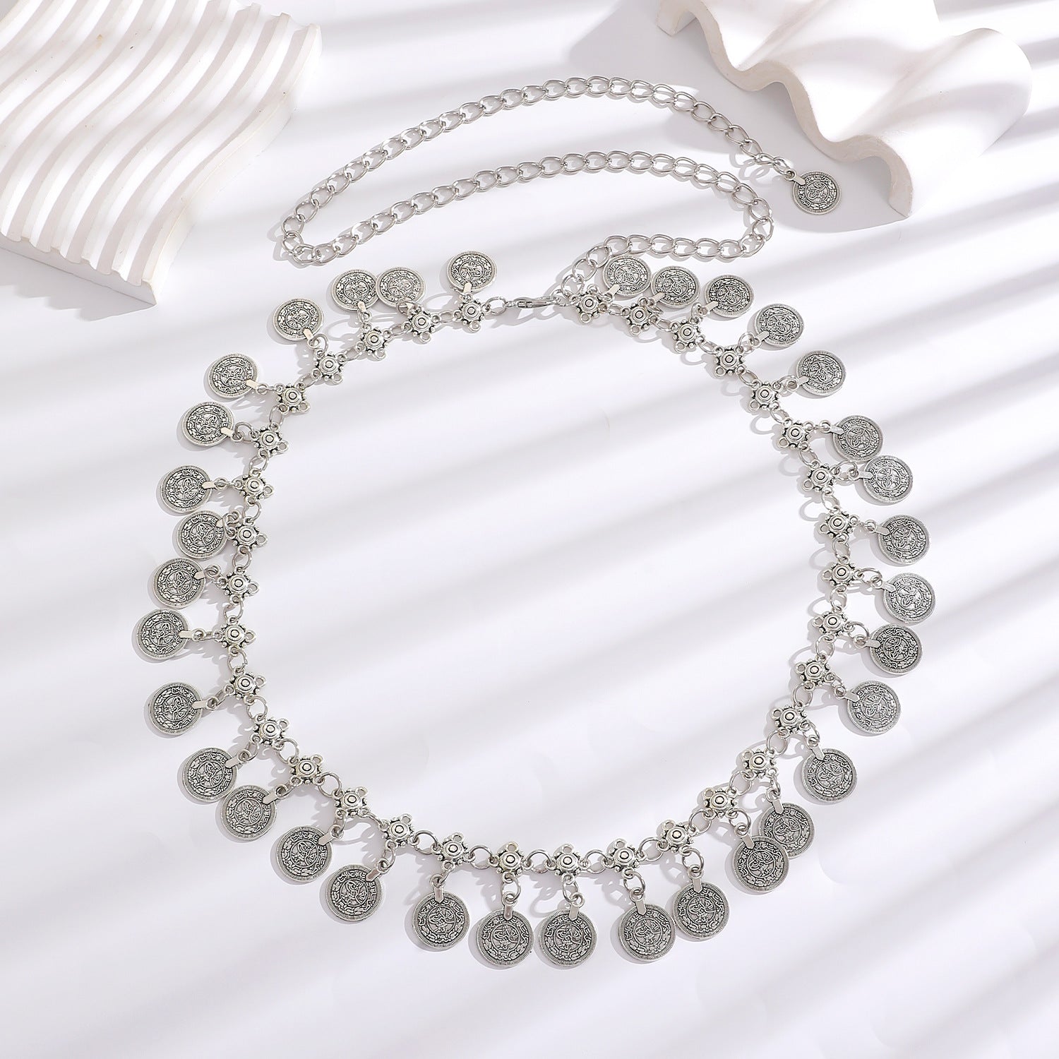 Waist chain women's decorative thin belt casualmatchingdress silver iron chain fashion skirt with tassels