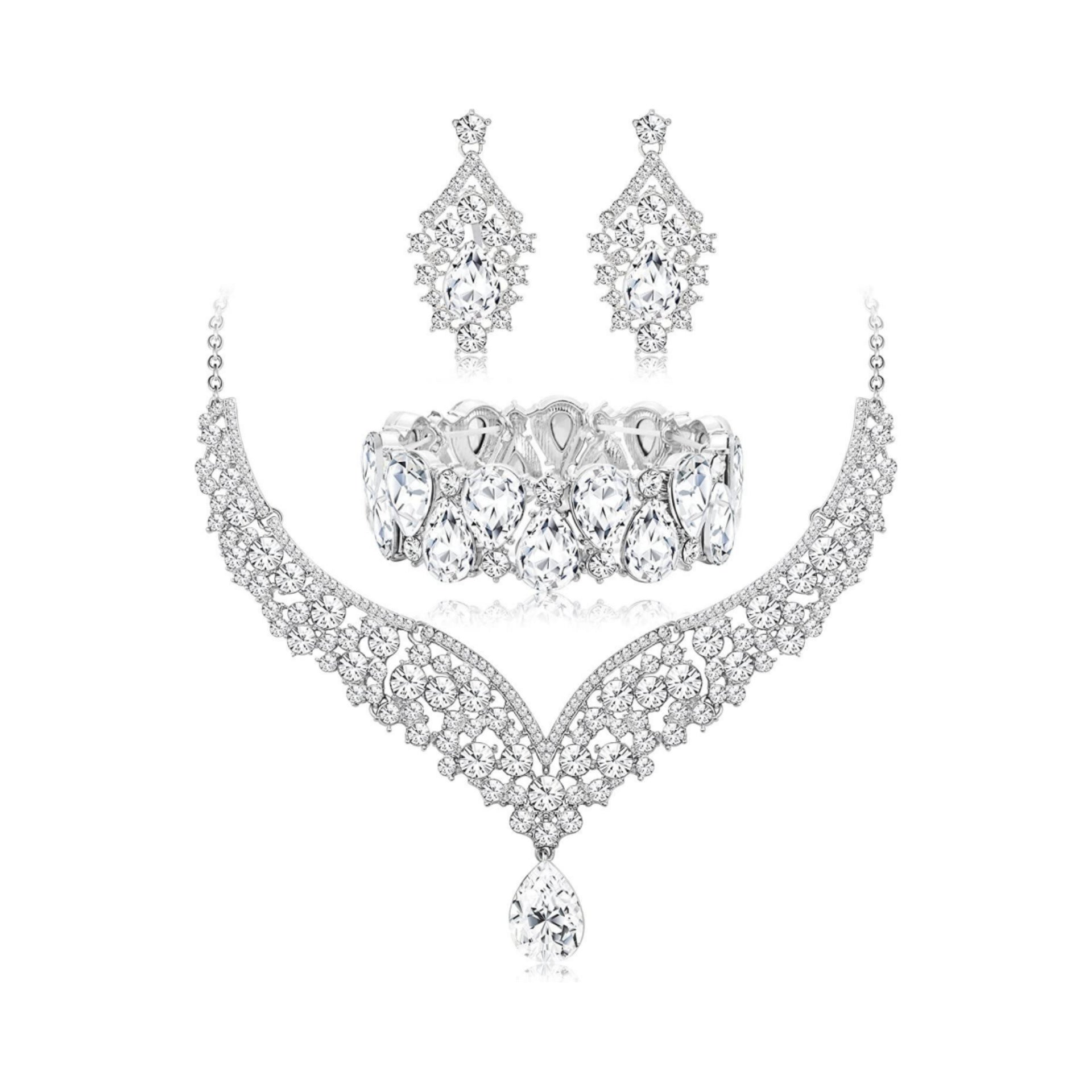 fashion jewelry sets -  creative new crystal necklace, earrings, and bracelet sets for brides, weddings, and banquets