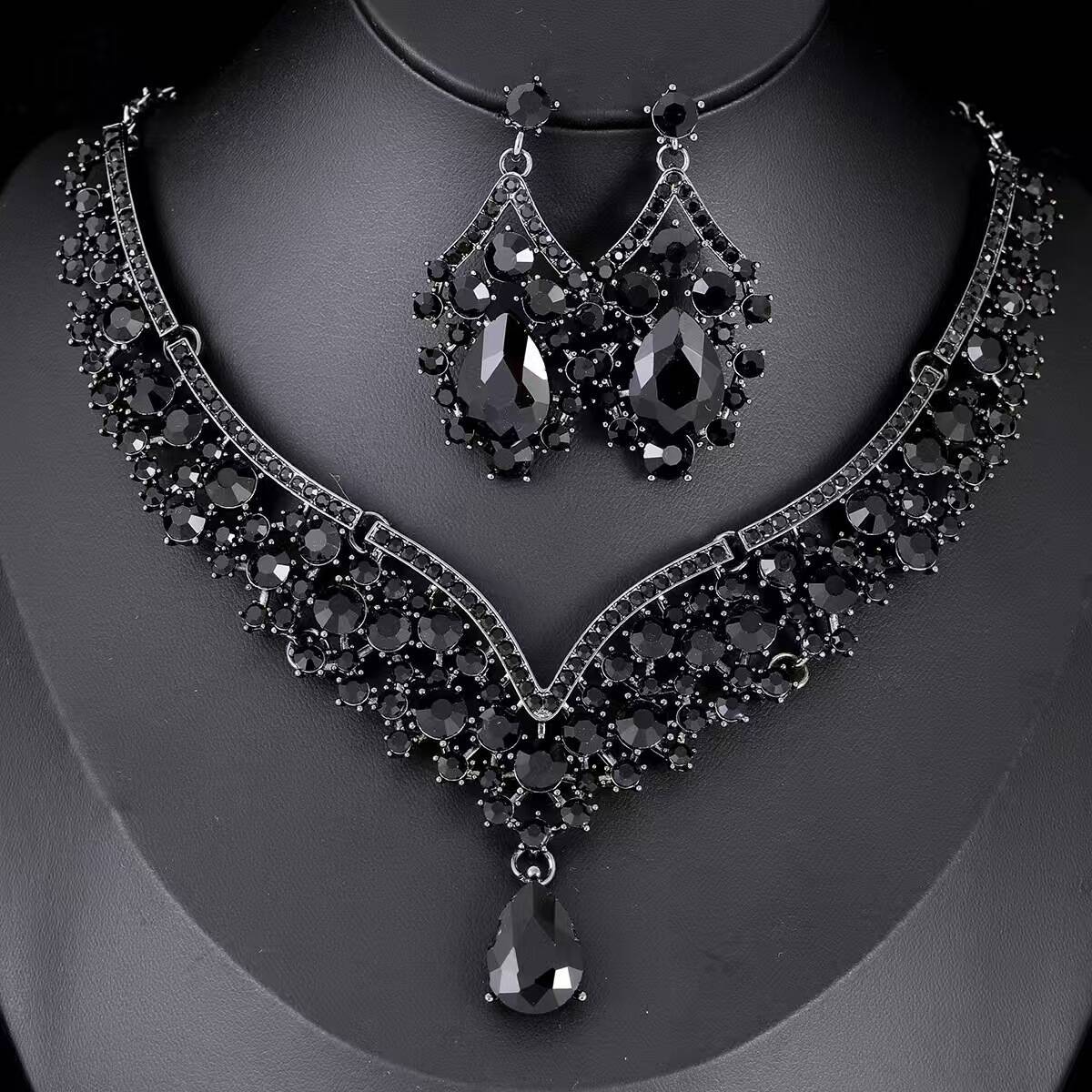 fashion jewelry sets -  creative new crystal necklace, earrings, and bracelet sets for brides, weddings, and banquets