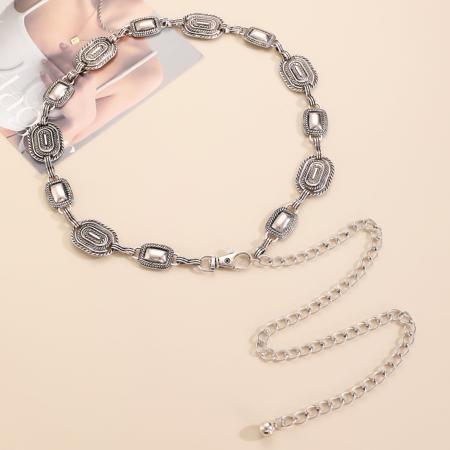 Waist chain women's decorative thin belt casualmatchingdress silver iron chain fashion skirt with tassels