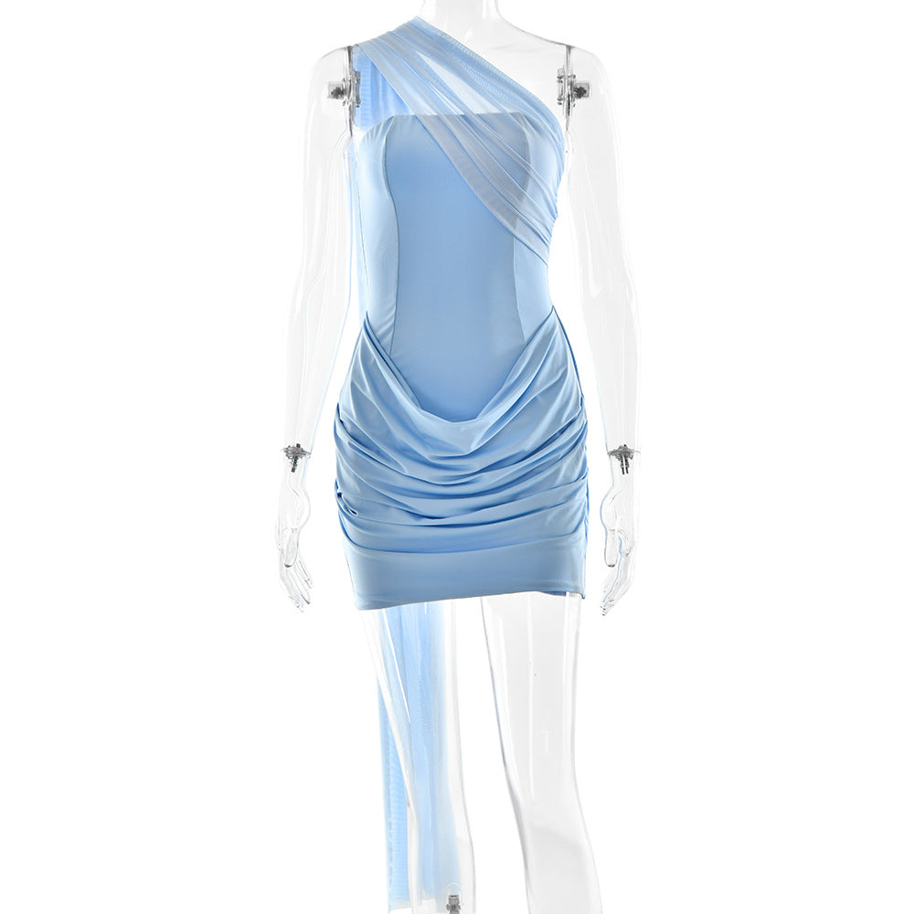 Wide-edge decorative ruffled dress, sexy lady's corseted outfit, female tight mini skirt