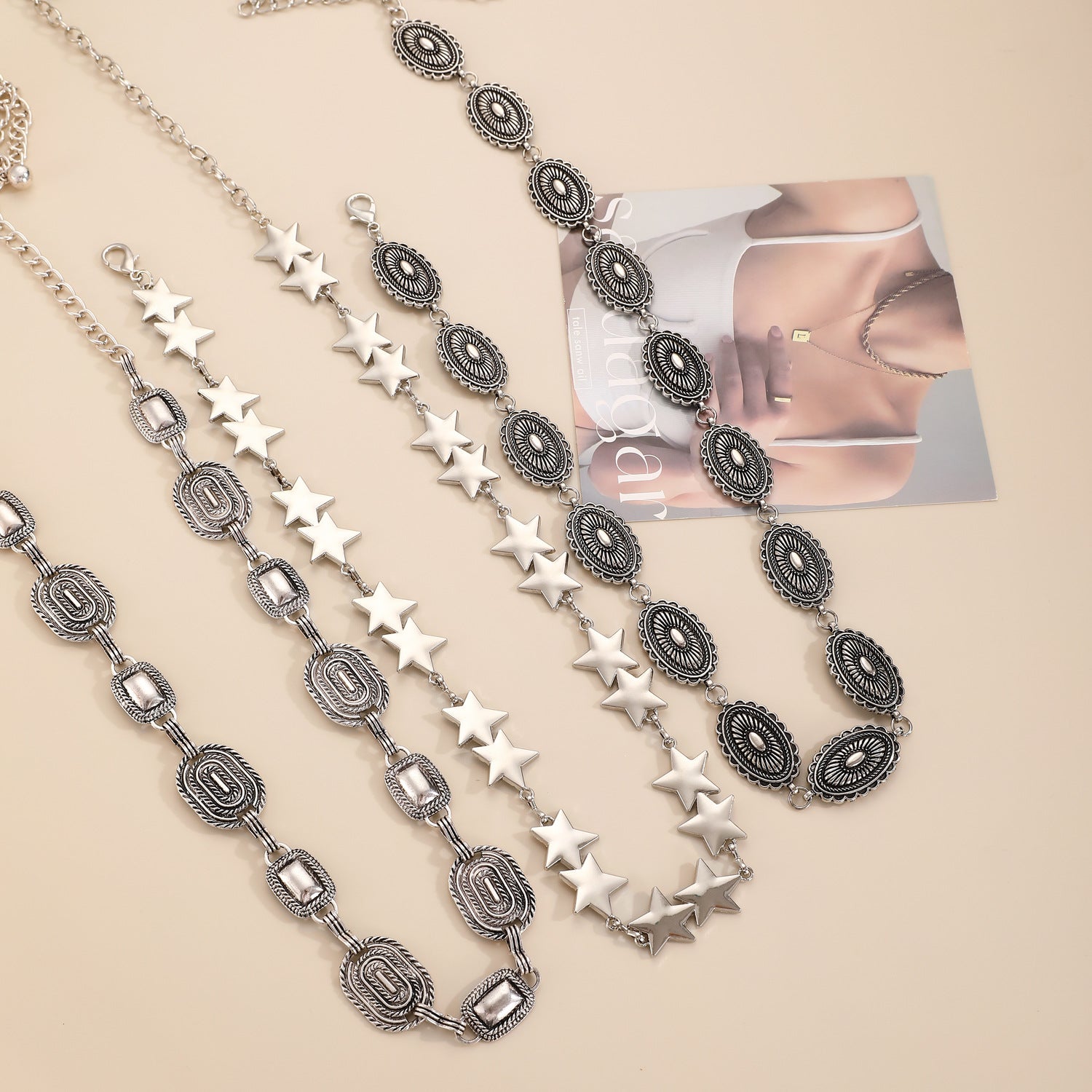 Waist chain women's decorative thin belt casualmatchingdress silver iron chain fashion skirt with tassels