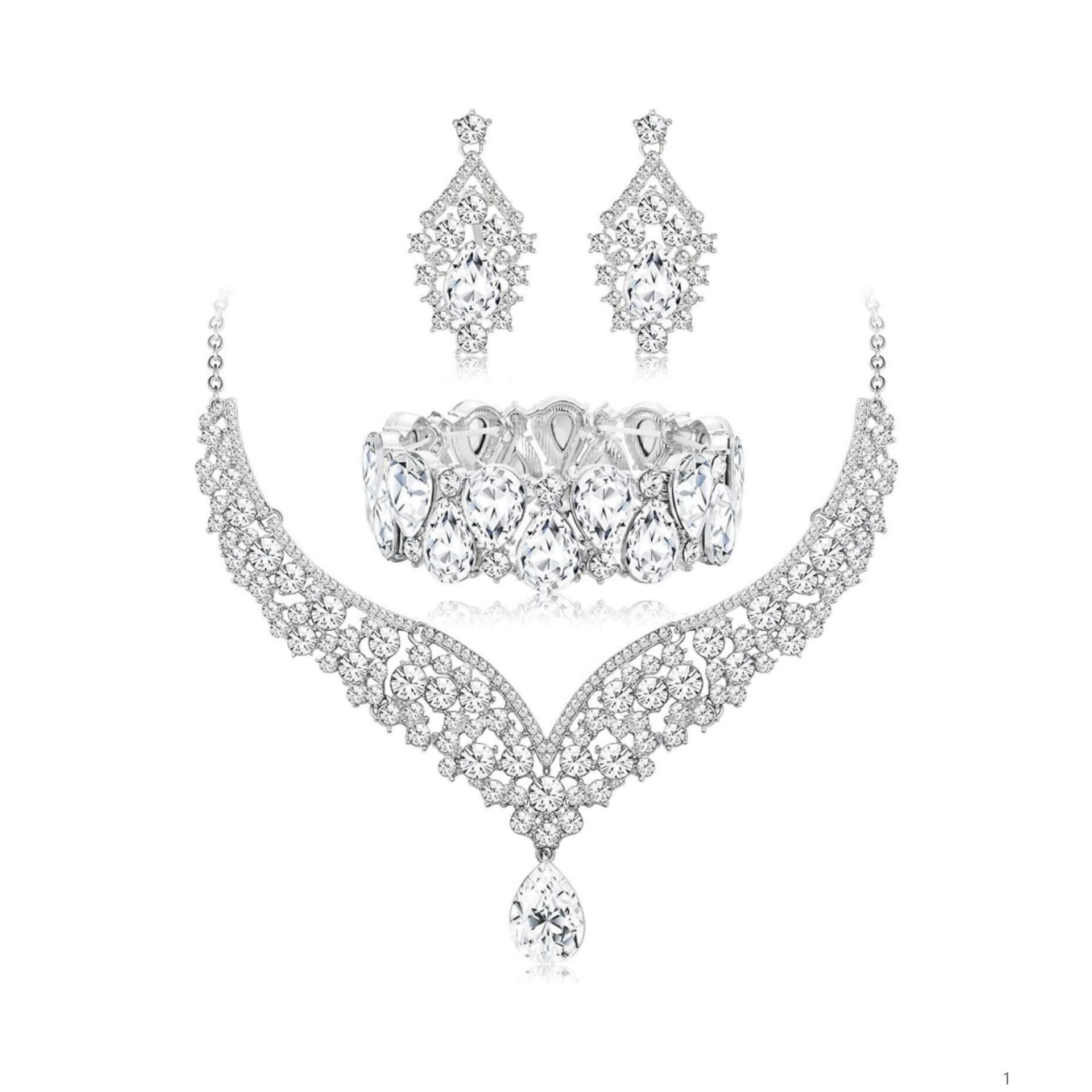 fashion jewelry sets -  creative new crystal necklace, earrings, and bracelet sets for brides, weddings, and banquets