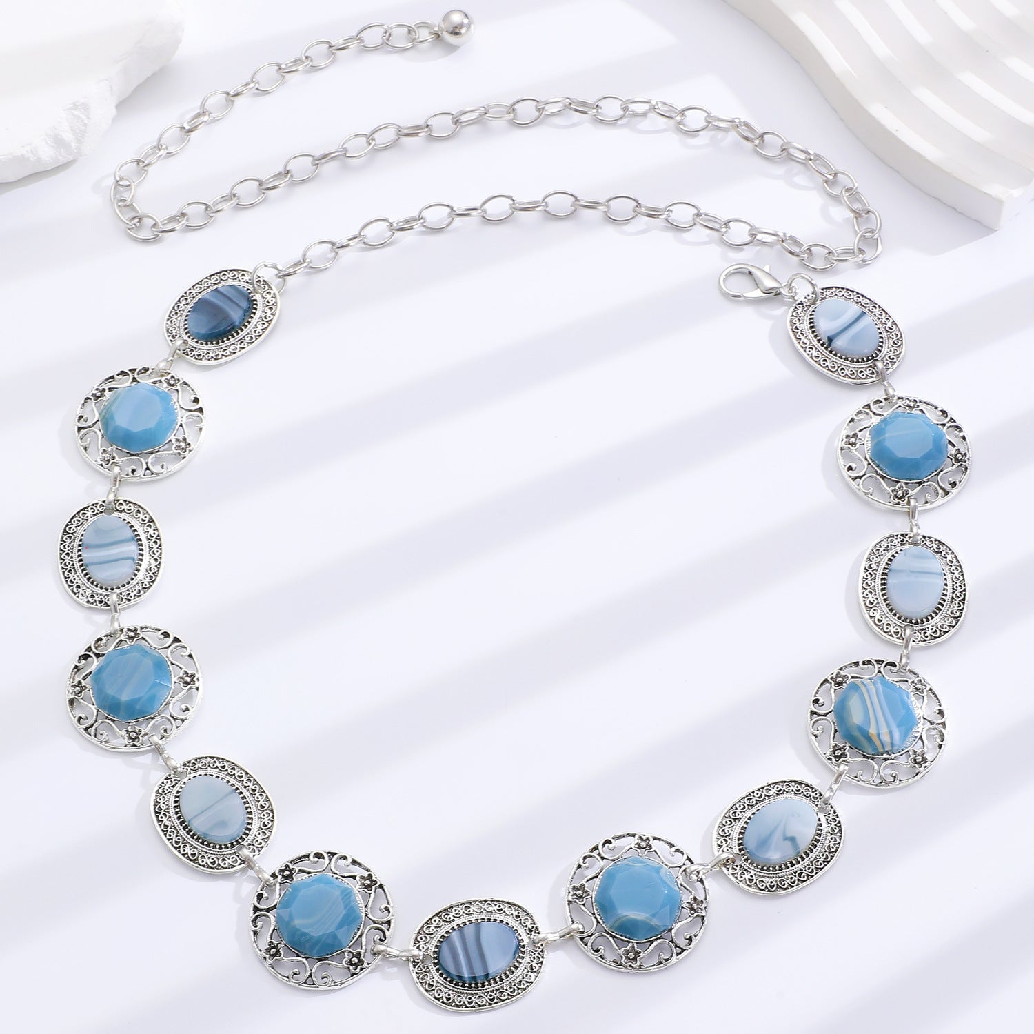 Waist chain women's decorative thin belt casualmatchingdress silver iron chain fashion skirt with tassels